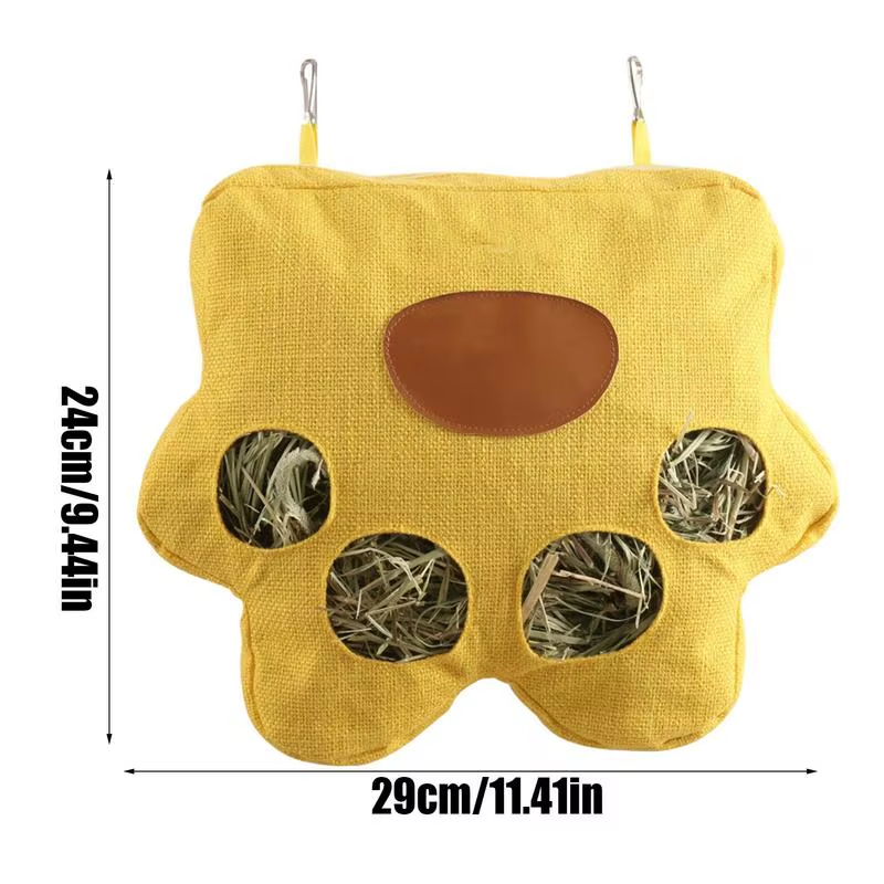 Hay Bag Hay Holder Bag for Small Animal 4-Hole Washable Snack Rack for Feeding C