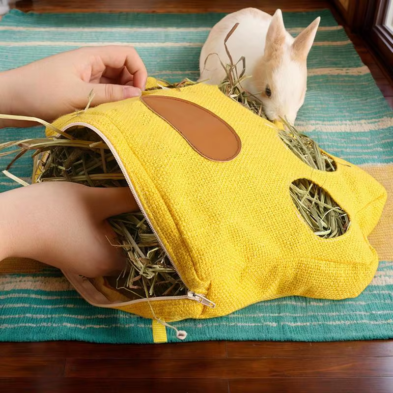 Hay Bag Hay Holder Bag for Small Animal 4-Hole Washable Snack Rack for Feeding C