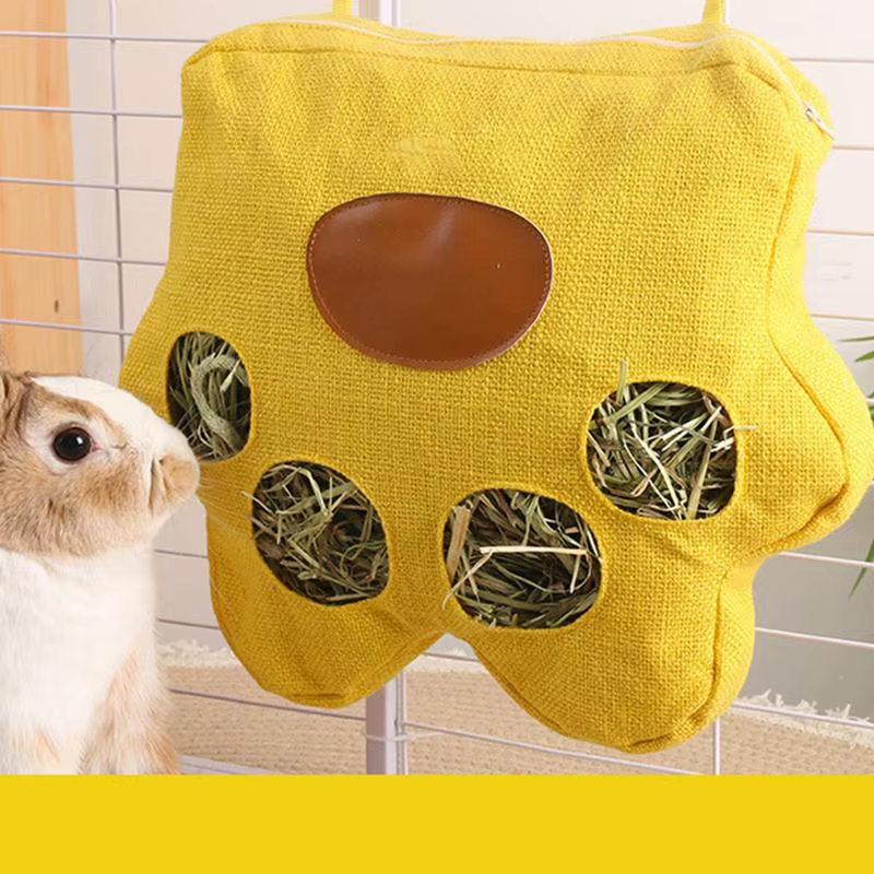 Hay Bag Hay Holder Bag for Small Animal 4-Hole Washable Snack Rack for Feeding C