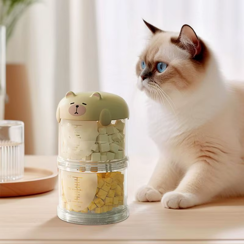 Dog Treat Container Clear Dog Treat Jar Food Dispenser Stackable Decorative Port