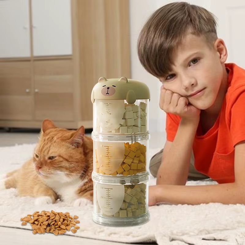 Dog Treat Container Clear Dog Treat Jar Food Dispenser Stackable Decorative Port