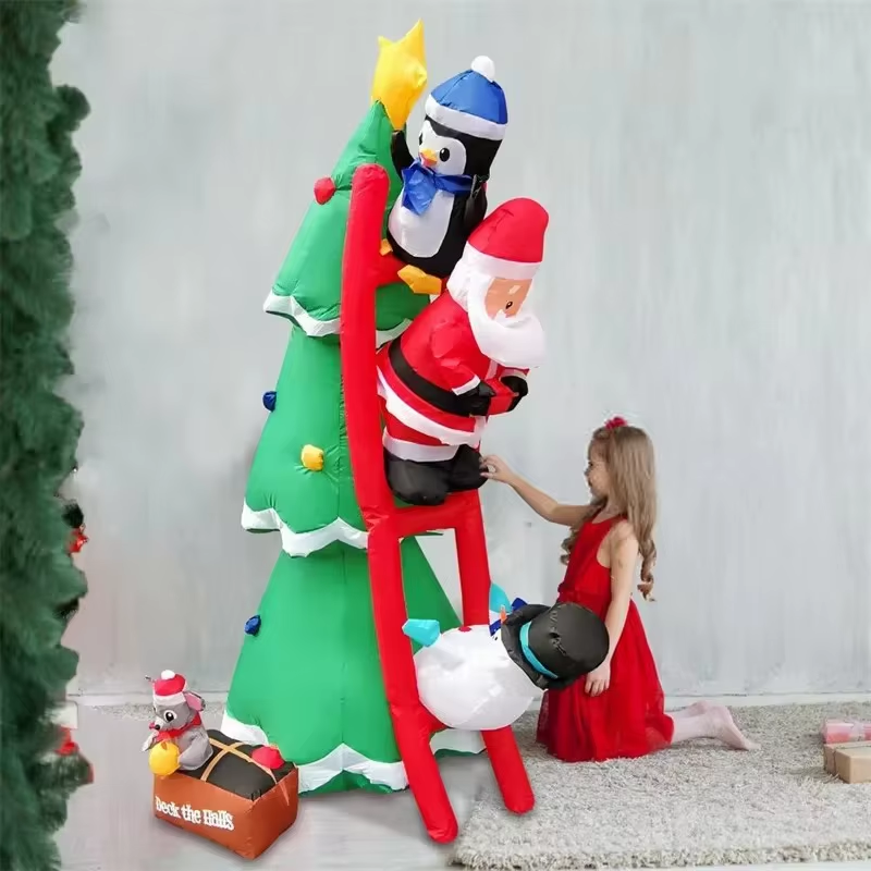 1.8M Christmas Tree Decoration Inflatable Toys Snowman Santa Claus Xmas Toy LED