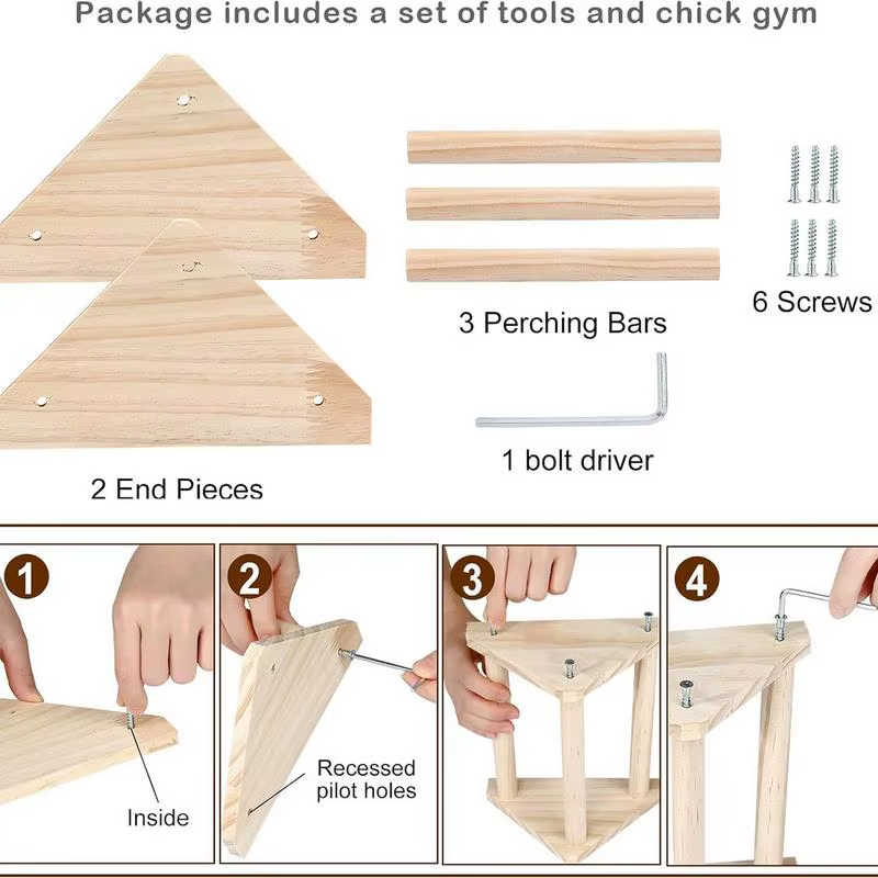 Chicken Perch for Coop Wooden Chicken Training Perch Resting Toy with Smooth Sur