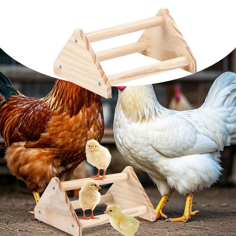 Chicken Perch for Coop Wooden Chicken Training Perch Resting Toy with Smooth Sur