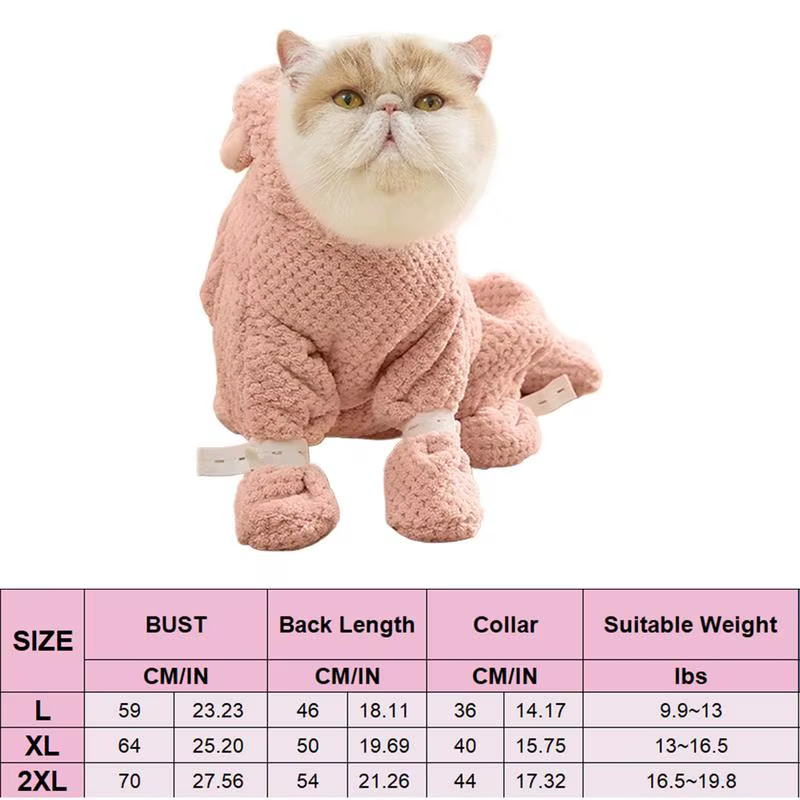 Dog Robe Coral Fleece Quick-Dry Dog Bath Towel with Zipper Design Cat Apparel &
