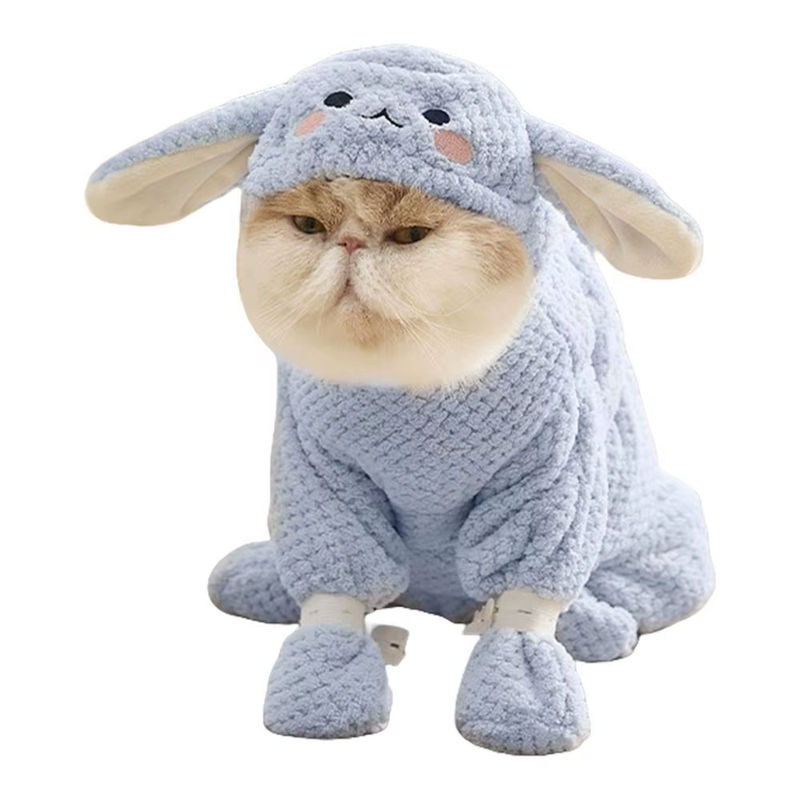 Dog Robe Coral Fleece Quick-Dry Dog Bath Towel with Zipper Design Cat Apparel &