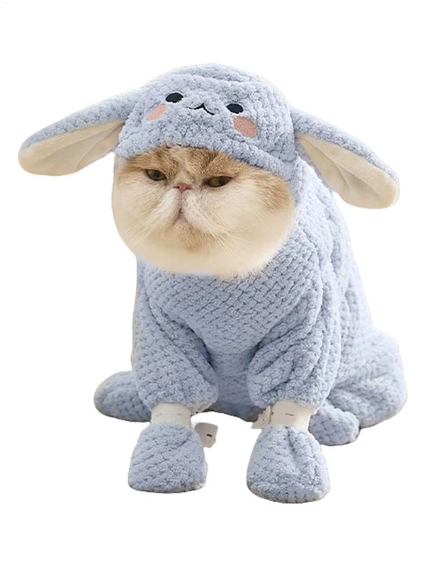 Dog Robe Coral Fleece Quick-Dry Dog Bath Towel with Zipper Design Cat Apparel &