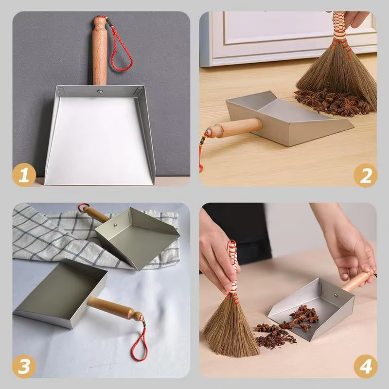 Small Metal Dust Pan Desk Cleaner Stainless Steel Dustpan Portable Wide Dust Pan