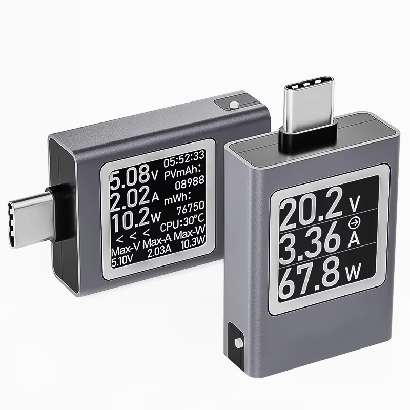 USB C Power Meter DC 4.5-50V 12A DC Voltage Ammeter Power Meter Digital Display
