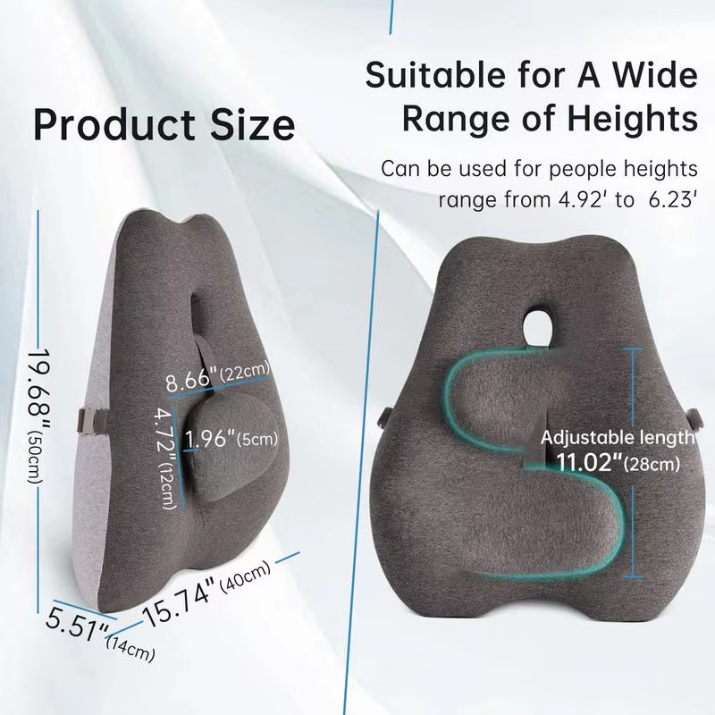 Lower Back Pillow Desk Chair Back Support Cushion Adjustable Supportive Portable
