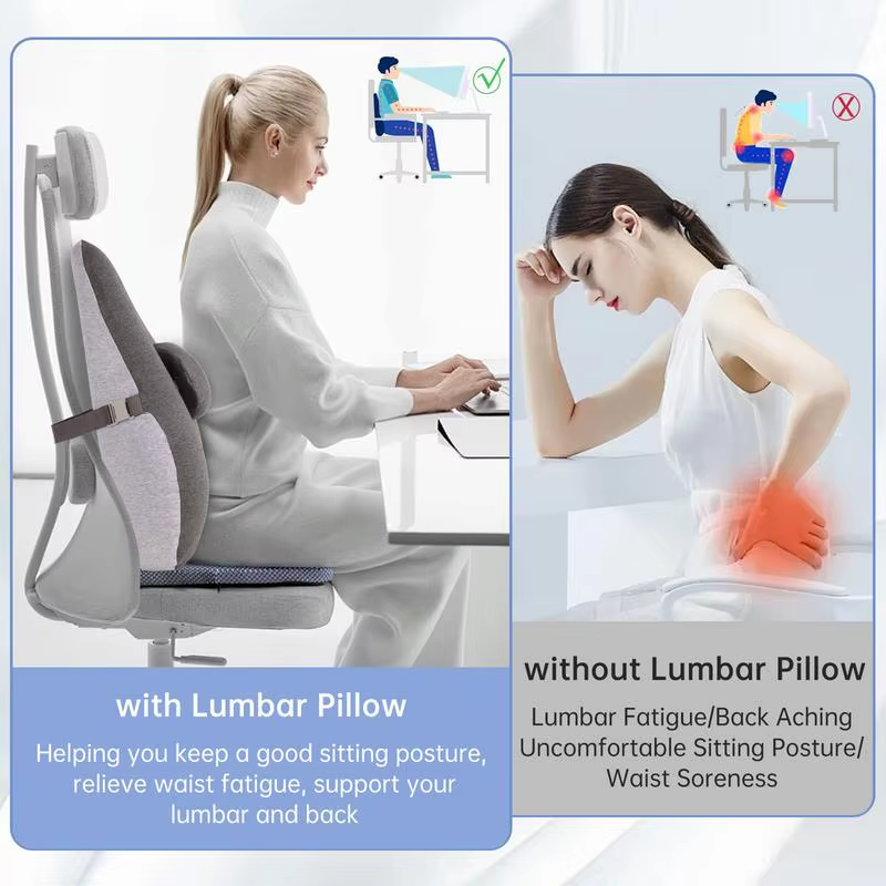 Lower Back Pillow Desk Chair Back Support Cushion Adjustable Supportive Portable