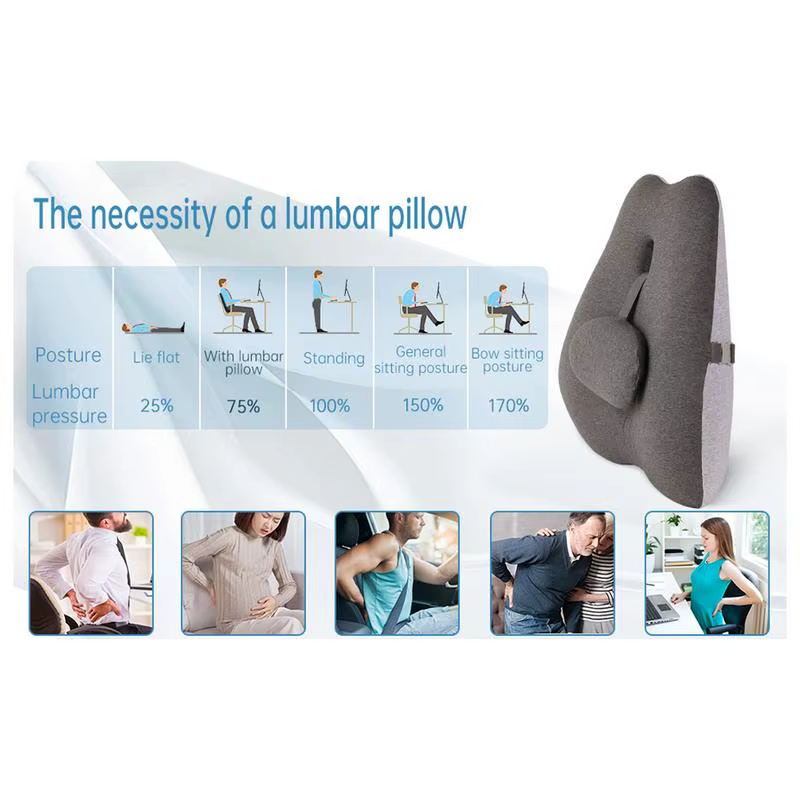 Lower Back Pillow Desk Chair Back Support Cushion Adjustable Supportive Portable