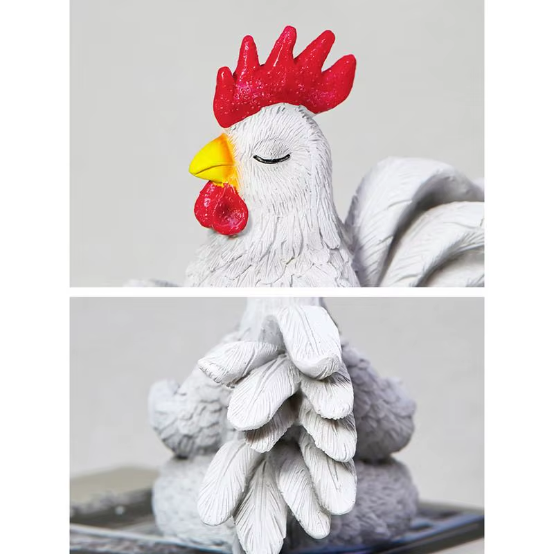 Rooster Figurine Yoga Chicken Decor Modern Art Sculpture Resin Animal Figurines
