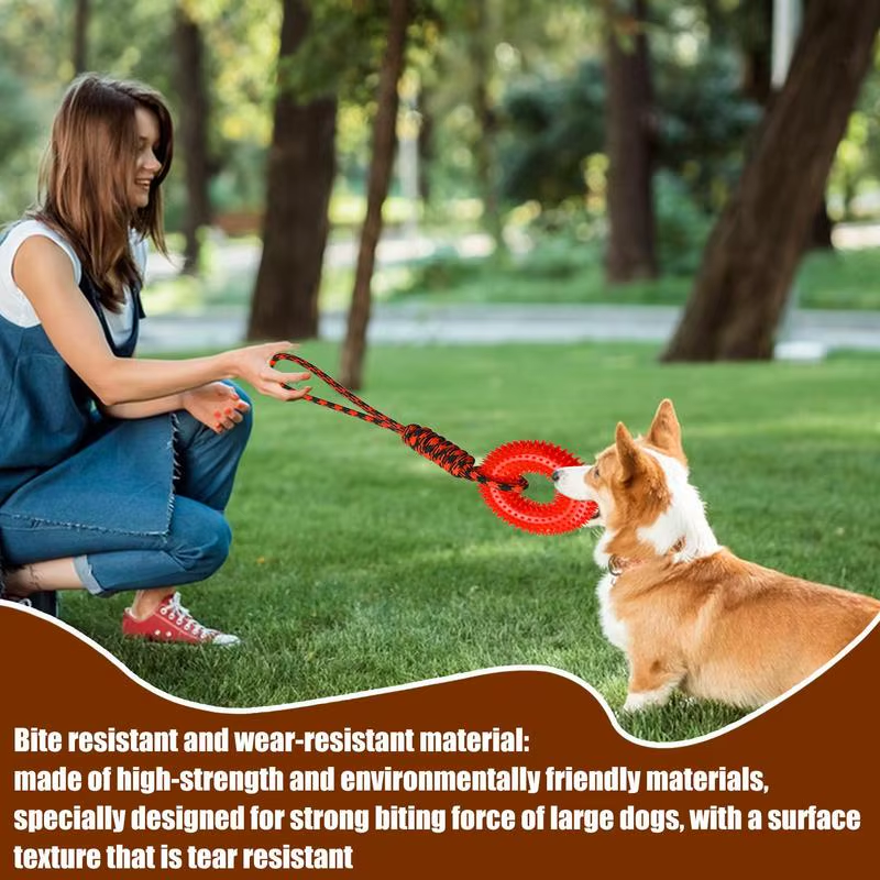 Dog Toy Squeaky Teething Spiky Ring for Puppy Aggressive Chew Indestructible Dog