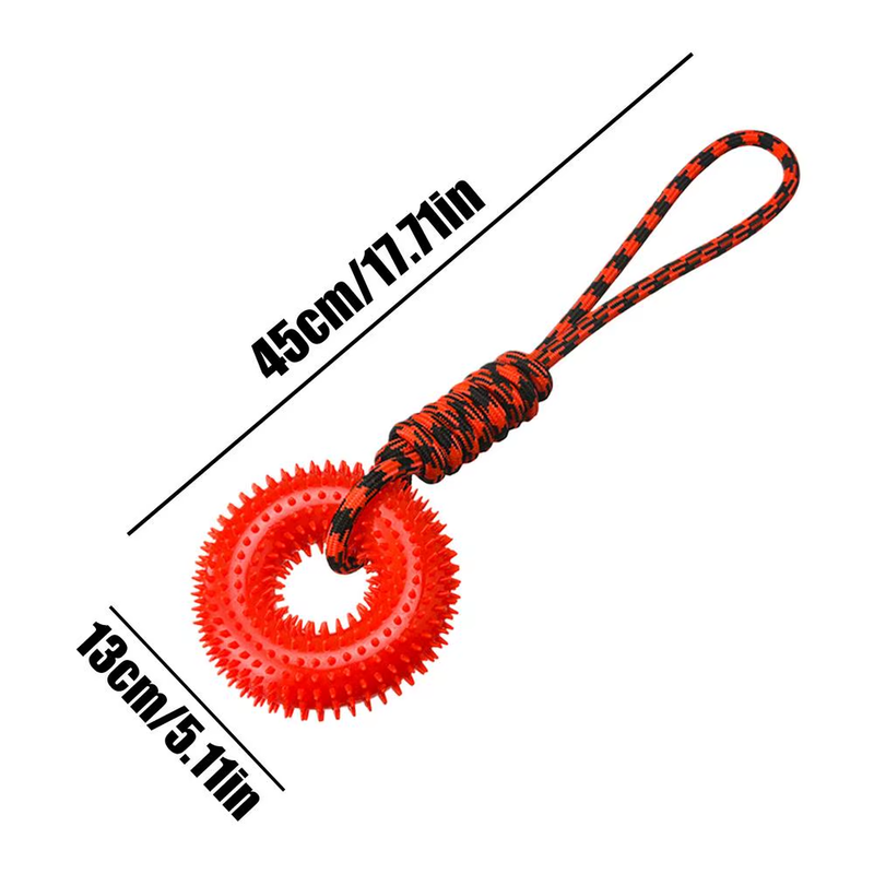 Dog Toy Squeaky Teething Spiky Ring for Puppy Aggressive Chew Indestructible Dog
