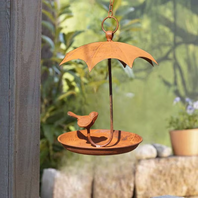 Balcony Bird Feeder Bird Water Feeder Weatherproof Metal Decorative Animal Feedi