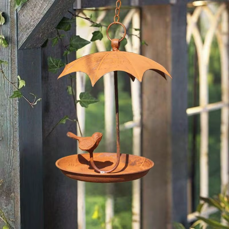 Balcony Bird Feeder Bird Water Feeder Weatherproof Metal Decorative Animal Feedi