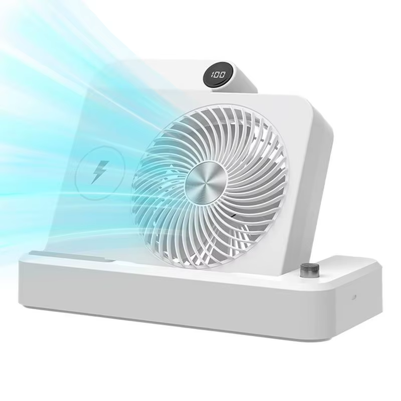Small Table Fan Air Circulator Fan with Wireless Charger 100 Speed Adjustment Di