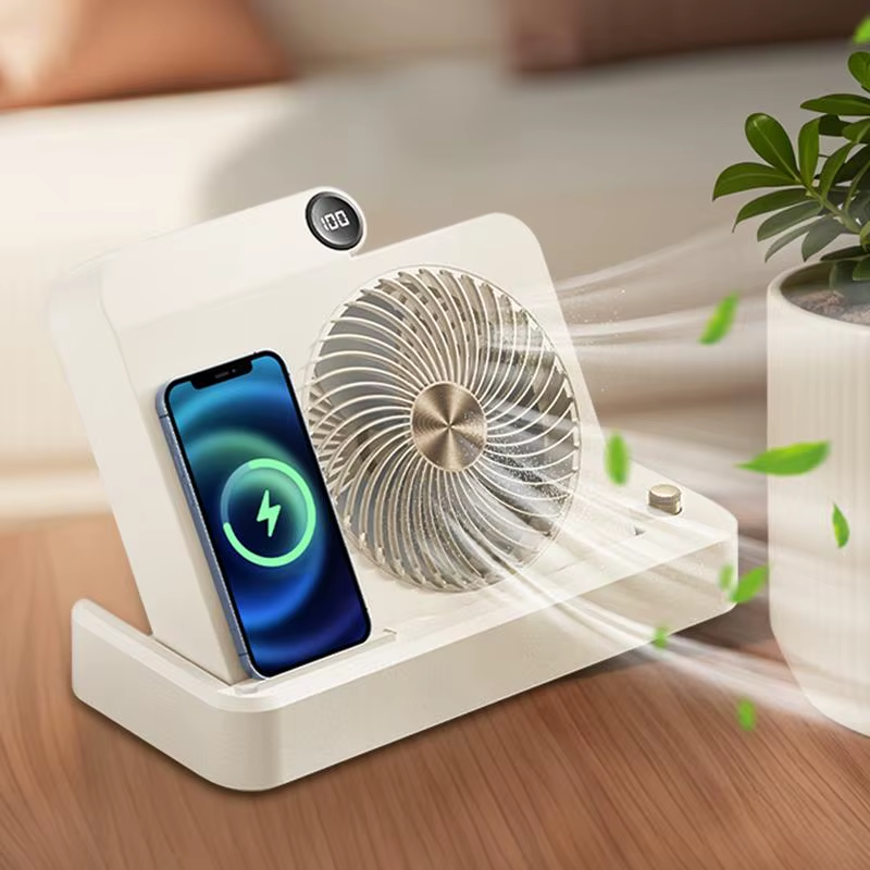 Small Table Fan Air Circulator Fan with Wireless Charger 100 Speed Adjustment Di