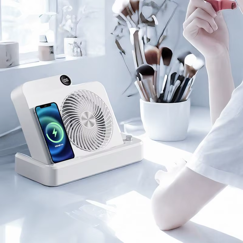 Small Table Fan Air Circulator Fan with Wireless Charger 100 Speed Adjustment Di