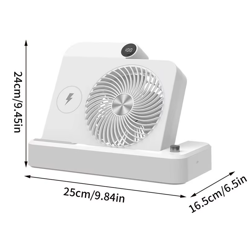 Small Table Fan Air Circulator Fan with Wireless Charger 100 Speed Adjustment Di