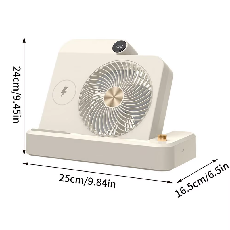 Small Table Fan Air Circulator Fan with Wireless Charger 100 Speed Adjustment Di
