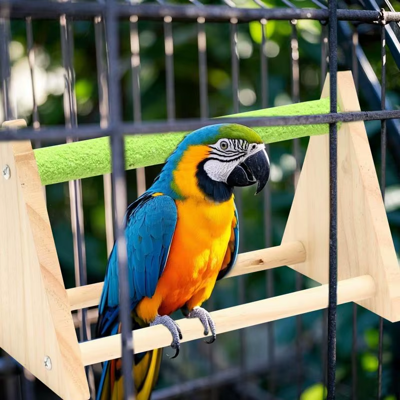 Bird Perch Wood Bird Playground Triangle Perch Playground for Parakeet Canary Co