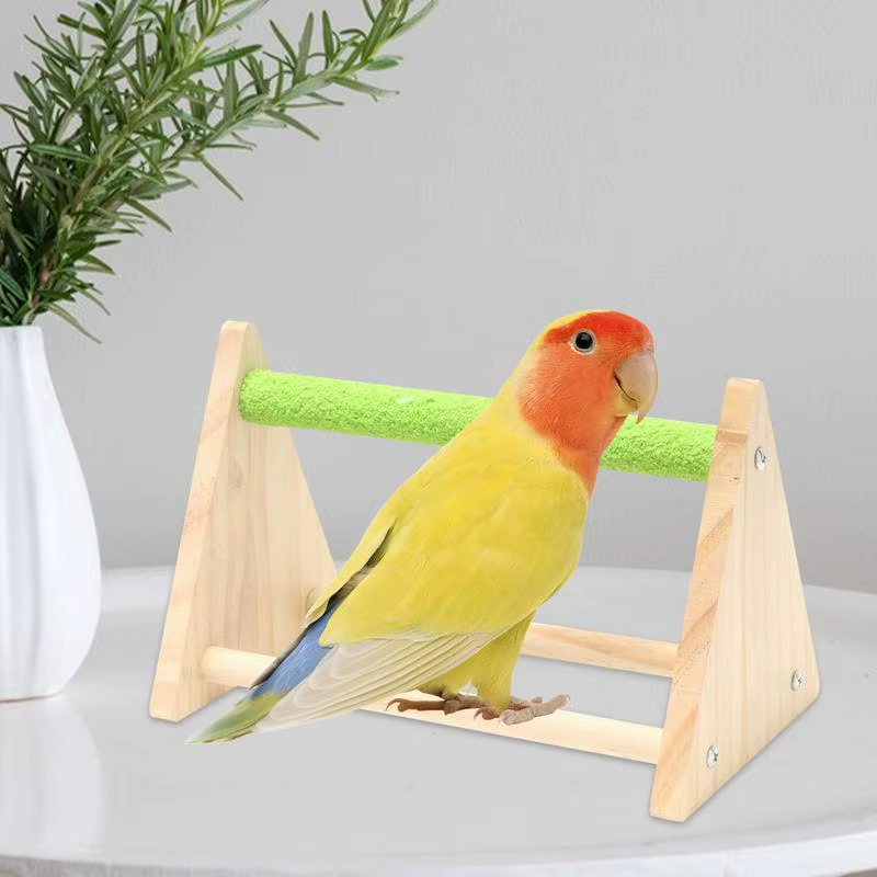 Bird Perch Wood Bird Playground Triangle Perch Playground for Parakeet Canary Co