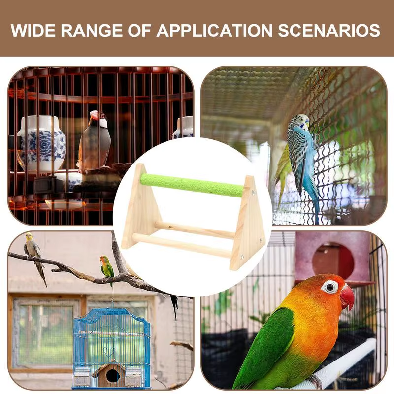 Bird Perch Wood Bird Playground Triangle Perch Playground for Parakeet Canary Co