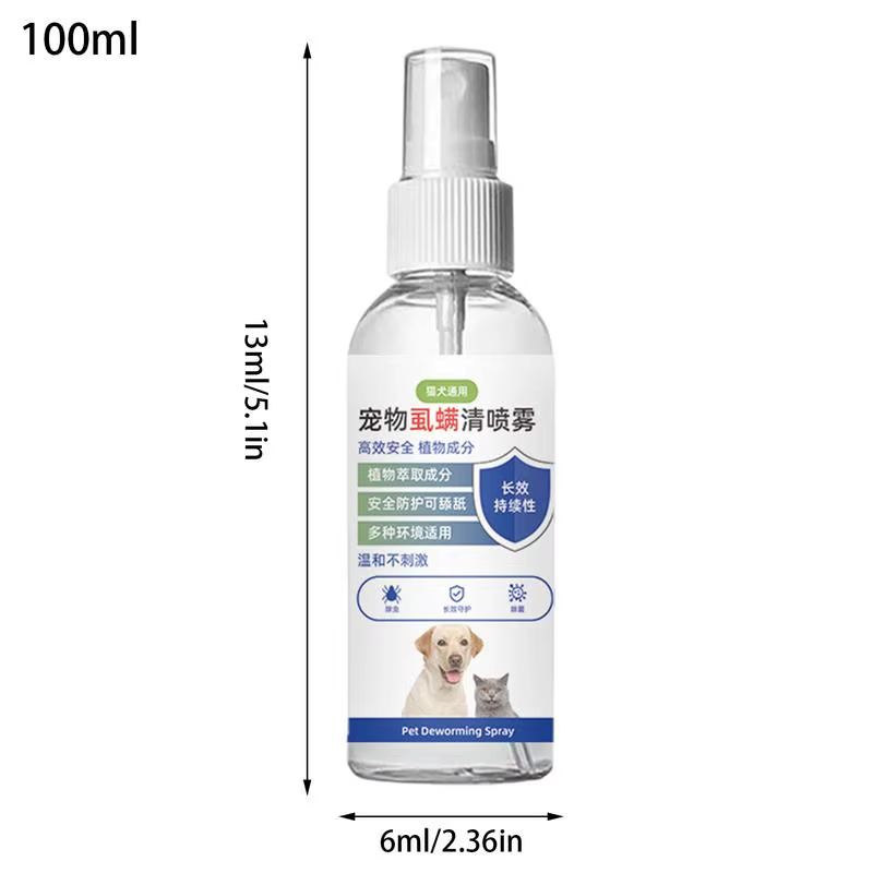 Dog Spray Fly Protection 100Ml Fly-Off Home Pet Cleaning Spray Natural Plant Ext