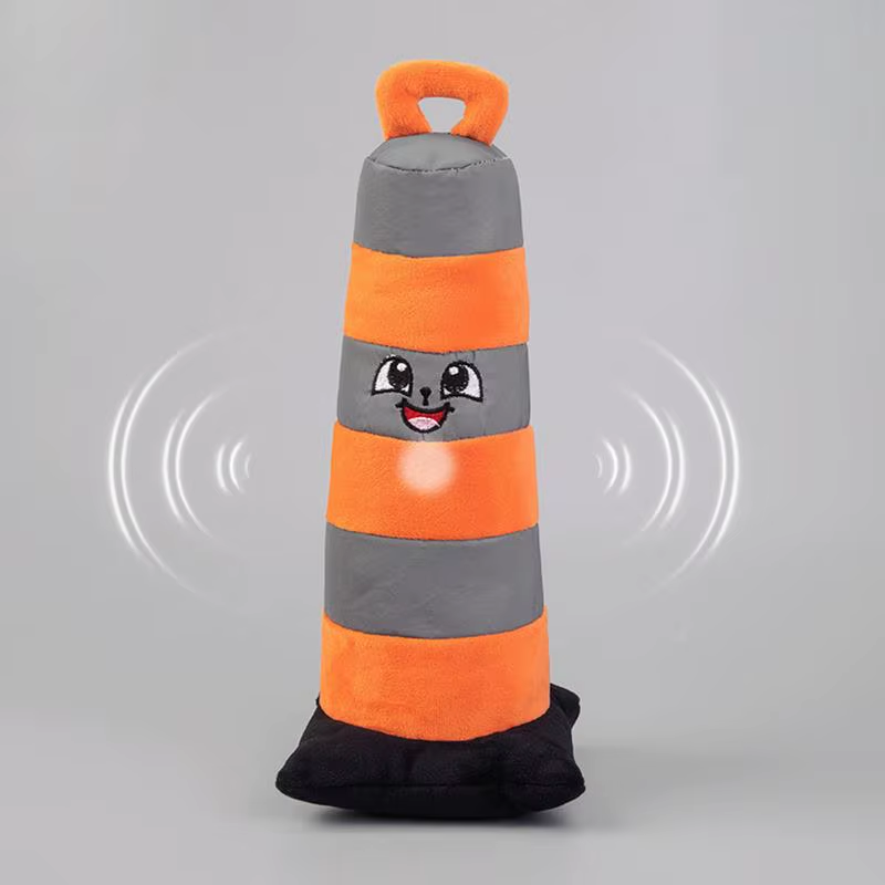 Dog Interactive Plush Toy Plush Traffic Cone Pet Puppy Interactive Toy Reaction