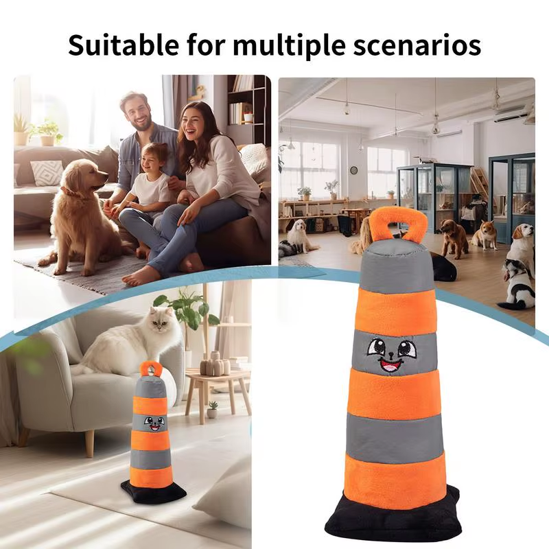 Dog Interactive Plush Toy Plush Traffic Cone Pet Puppy Interactive Toy Reaction