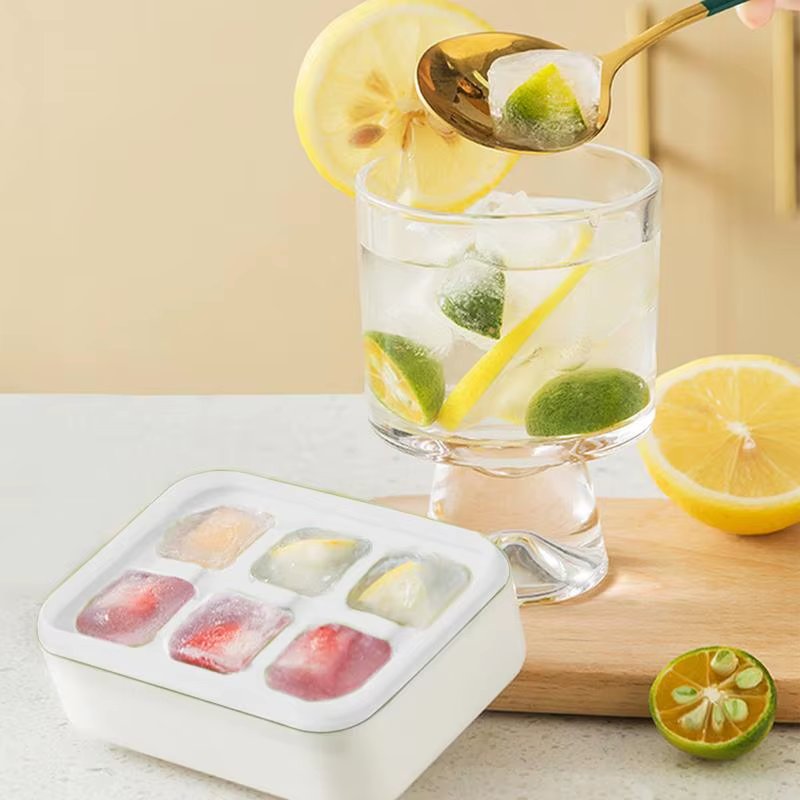 Ice Molds Freezer Ice Molds with Lid and Bin 6-Grid Design Food Grade Storage Ba