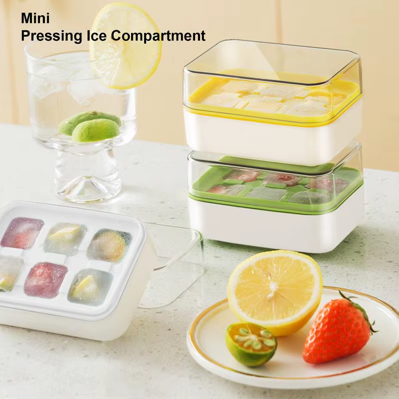 Ice Molds Freezer Ice Molds with Lid and Bin 6-Grid Design Food Grade Storage Ba