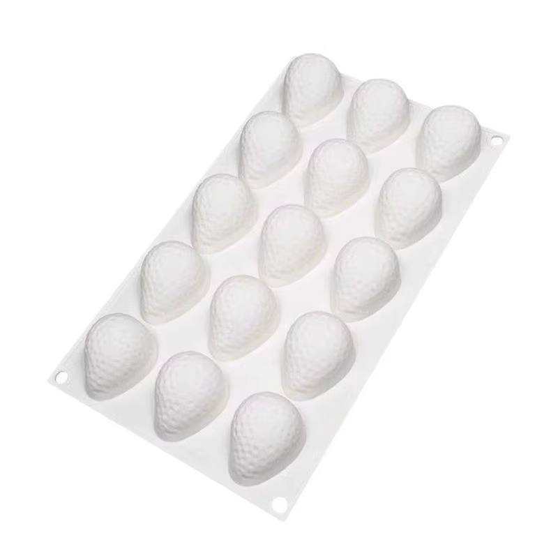 Silicone Cake Molds 15-Cavity Strawberry Shape Mousse Cake Baking Mold Reusable