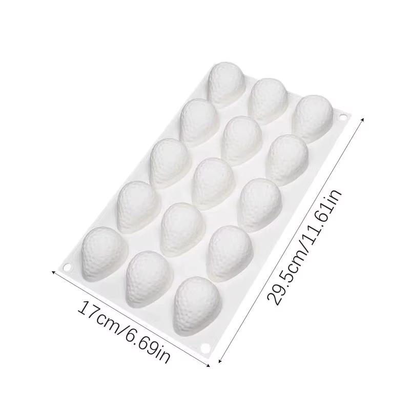 Silicone Cake Molds 15-Cavity Strawberry Shape Mousse Cake Baking Mold Reusable