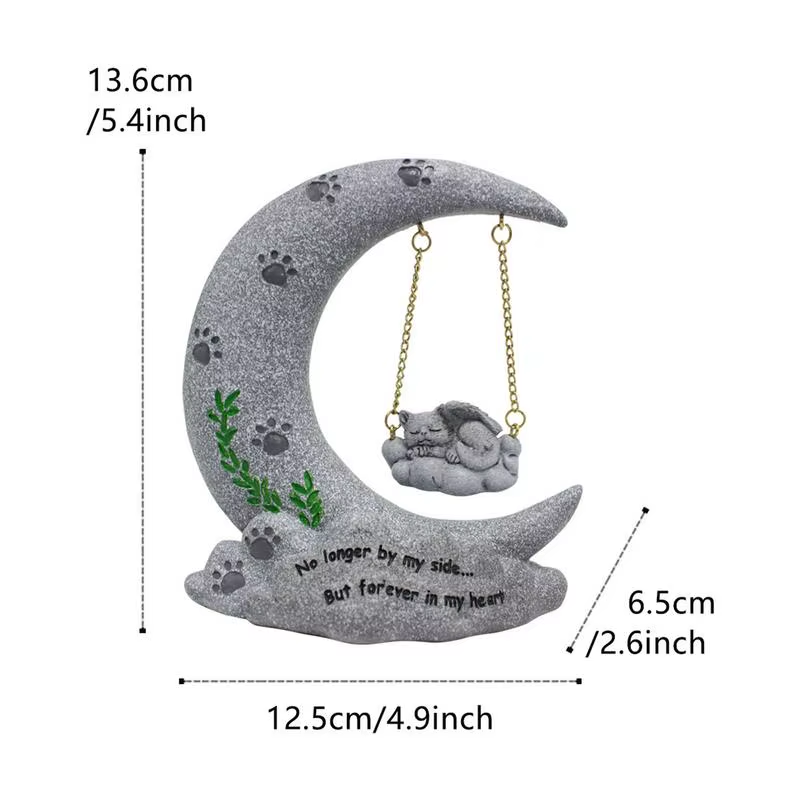 Cat Cemetery Decorations for Grave Sympathy Angel Cat Moon Memorial Statue Pet T