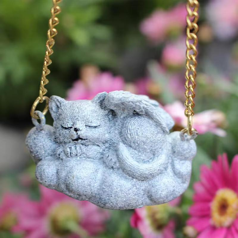 Cat Cemetery Decorations for Grave Sympathy Angel Cat Moon Memorial Statue Pet T
