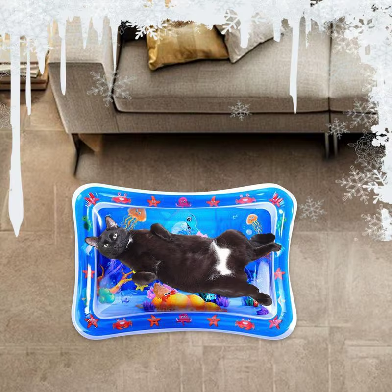 Water Sensor Play Mat Cat Pat Water Mat Thickened Interactive Cat Toys with Mari