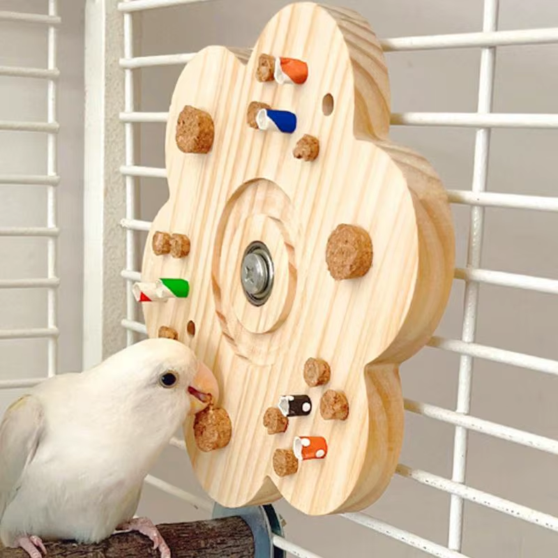 Wooden Hamster Chew Toys Squirrel Training Toy Lovebird Playing Device for Metal