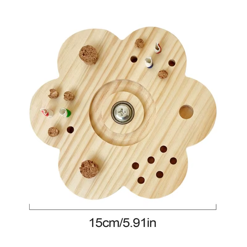 Wooden Hamster Chew Toys Squirrel Training Toy Lovebird Playing Device for Metal