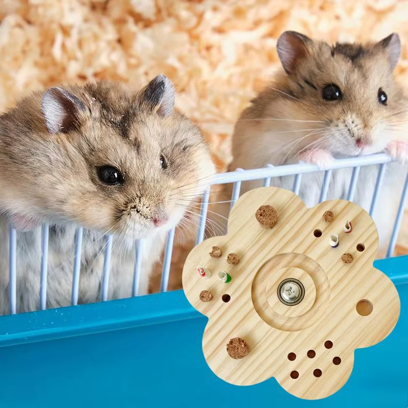 Wooden Hamster Chew Toys Squirrel Training Toy Lovebird Playing Device for Metal
