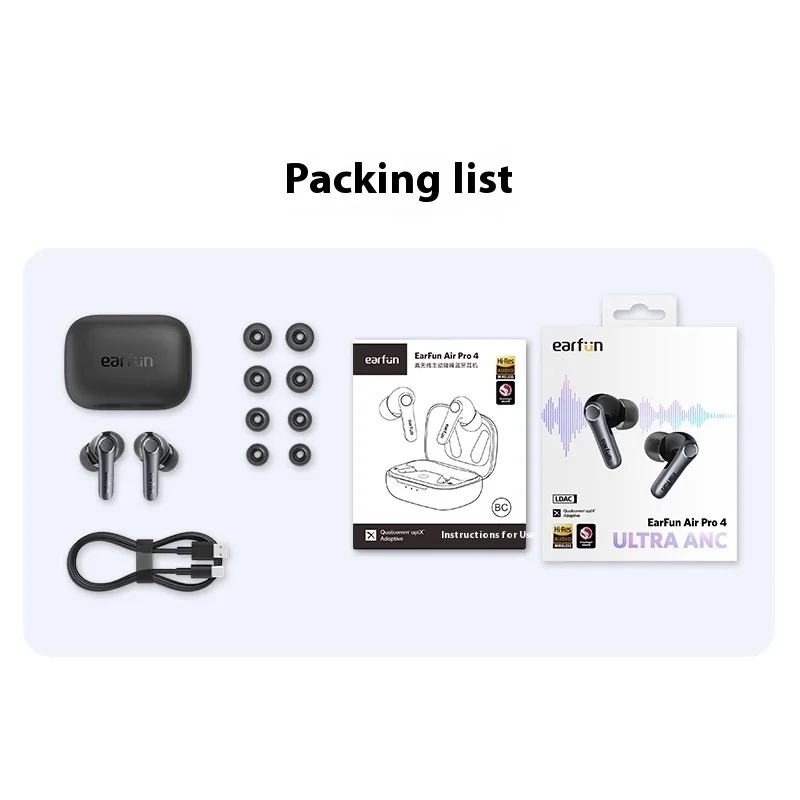 Earfun Air Pro 4 Wireless Earphone HI-FI Bluetooth5.4 Earphones Active Noise Red