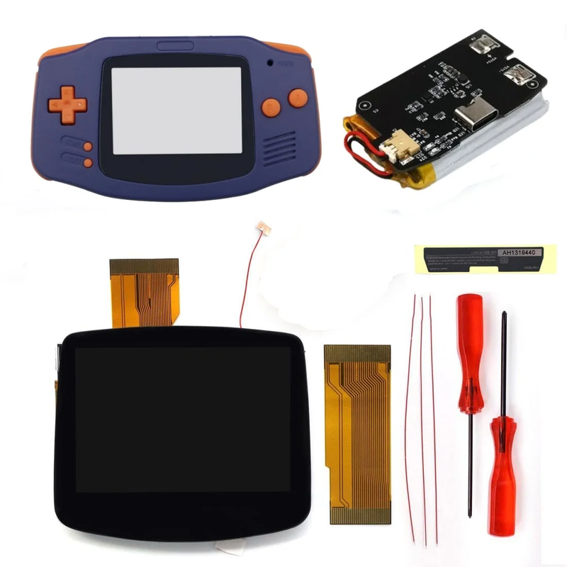 TYPE-C Battery Drop in 3.0'' V5 Laminated LCD Display for GBA IPS Highlight Scree