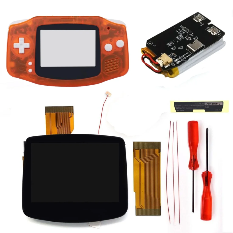TYPE-C Battery Drop in 3.0'' V5 Laminated LCD Display for GBA IPS Highlight Scree