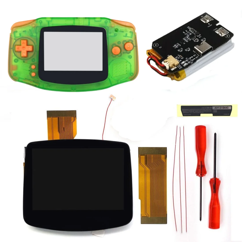 TYPE-C Battery Drop in 3.0'' V5 Laminated LCD Display for GBA IPS Highlight Scree