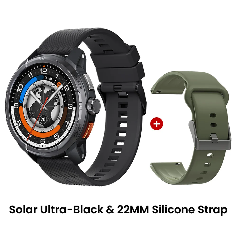 Solar Ultra GPS Smartwatch 1.6 AMOLED Display 5ATM Waterproof Built-In GPS Blue