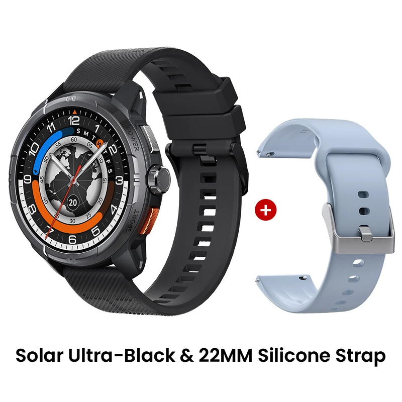 Solar Ultra GPS Smartwatch 1.6 AMOLED Display 5ATM Waterproof Built-In GPS Blue