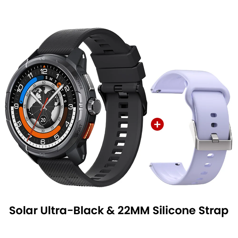 Solar Ultra GPS Smartwatch 1.6 AMOLED Display 5ATM Waterproof Built-In GPS Blue