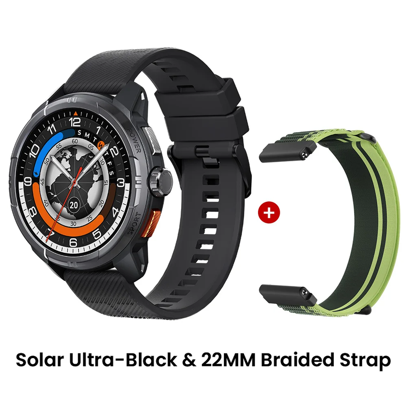 Solar Ultra GPS Smartwatch 1.6 AMOLED Display 5ATM Waterproof Built-In GPS Blue